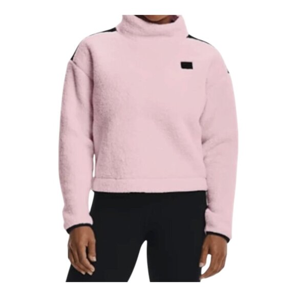 Under Armour Sweaters - Under Armour Women's Sherpa Fleece Mock Neck Pullover Pink & Black Size XL NWTs